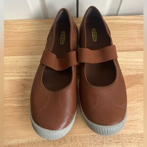 Keen Lorelai MJ Mary Jane Slip-On Casual Shoes Womens 10 Brown Leather Flats